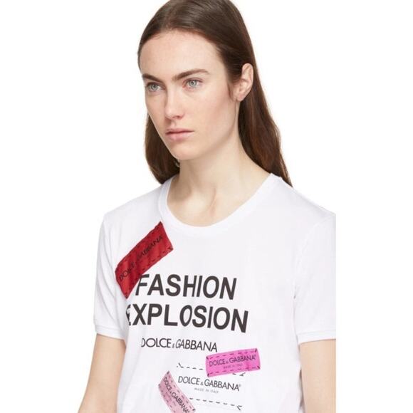NWT Dolce & Gabbana White Fashion Explosion T-shirt IT 36 - Picture 3 of 9